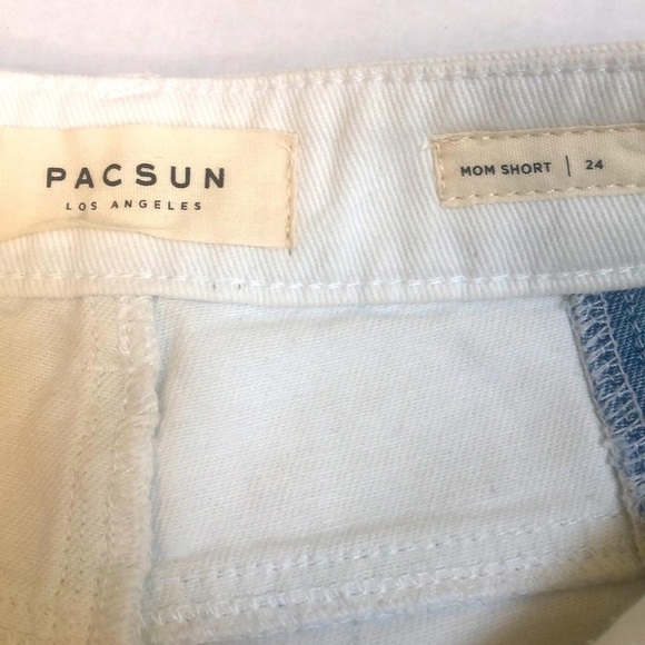 PacSun Women’s Color block High Waist 5 Button Fly Denim Jean Mom Shorts Sz 24 - Picture 9 of 13